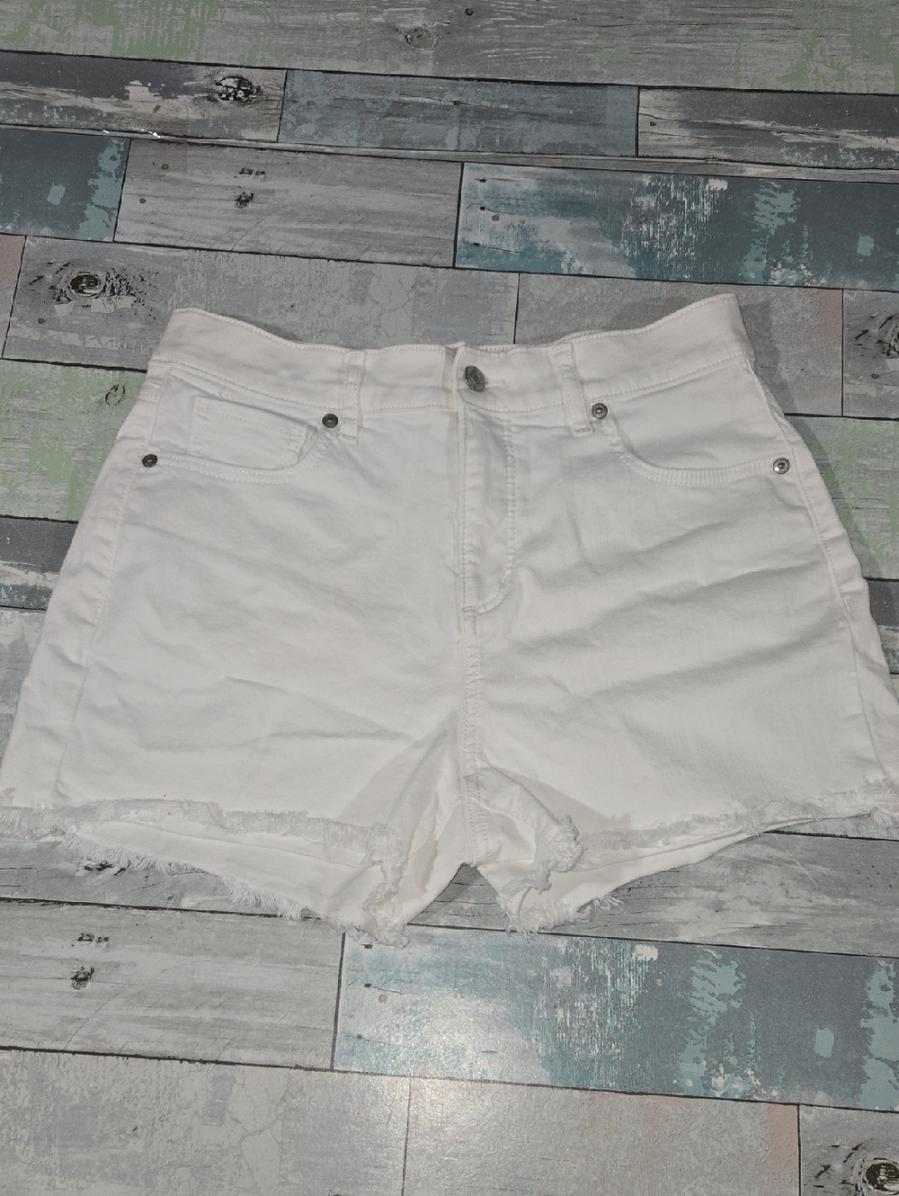 LOFT White Frayed Hem Denim Jean Shorts Sz 4/27